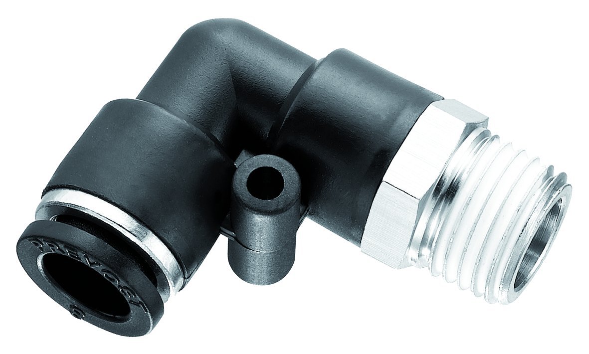 18026 - Raccord instantané coudé 90° mâle orientable.